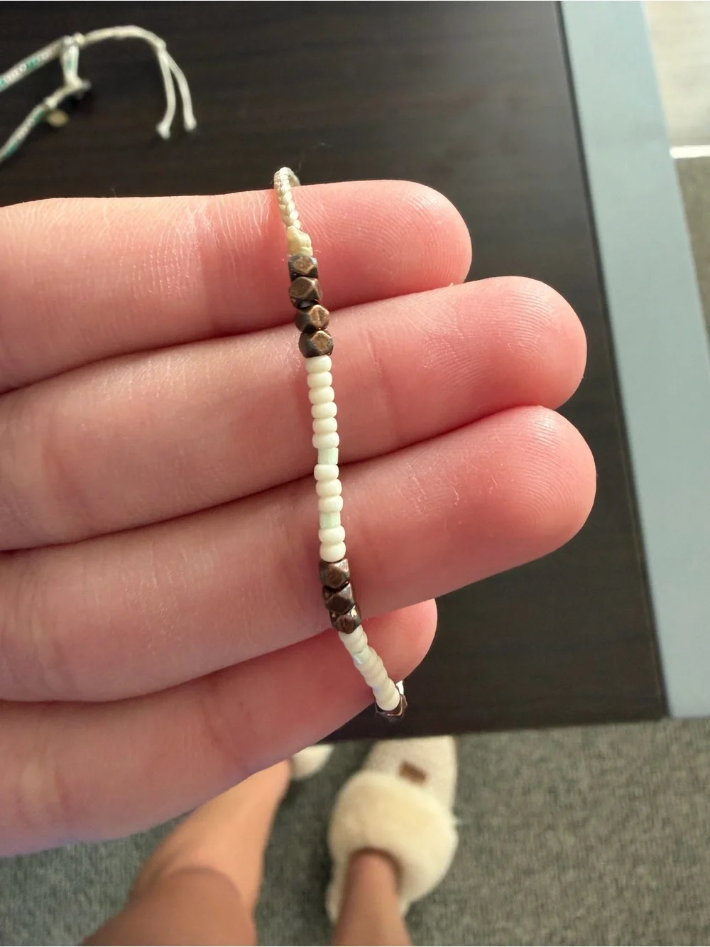 Pura Vida Cream Seed Bead Bracelet with Bronze Accent Beads